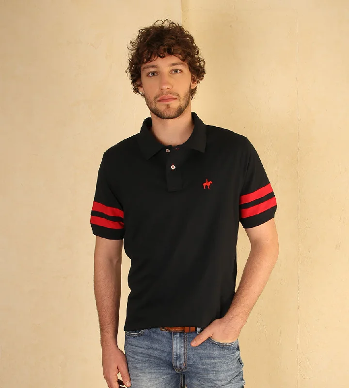 Men's breathable cotton blend polo shirts for summer outingsPolo Bloques Negro Ref. 129100624