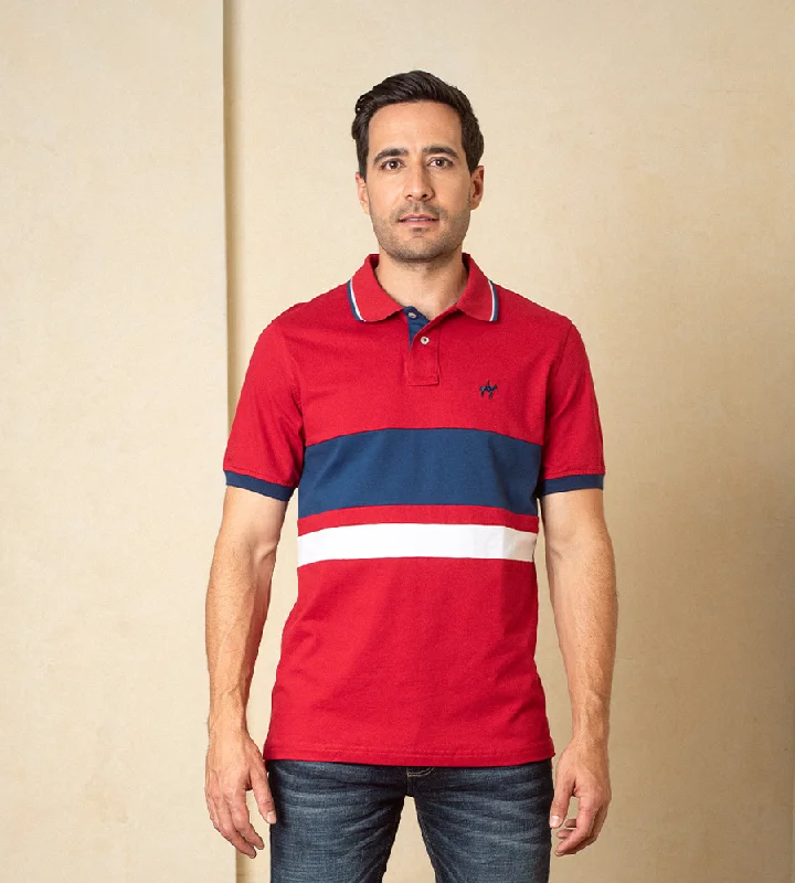 Men's luxury cashmere blend polo shirts in solid colorsPolo Bloques Roja Ref. 129080624