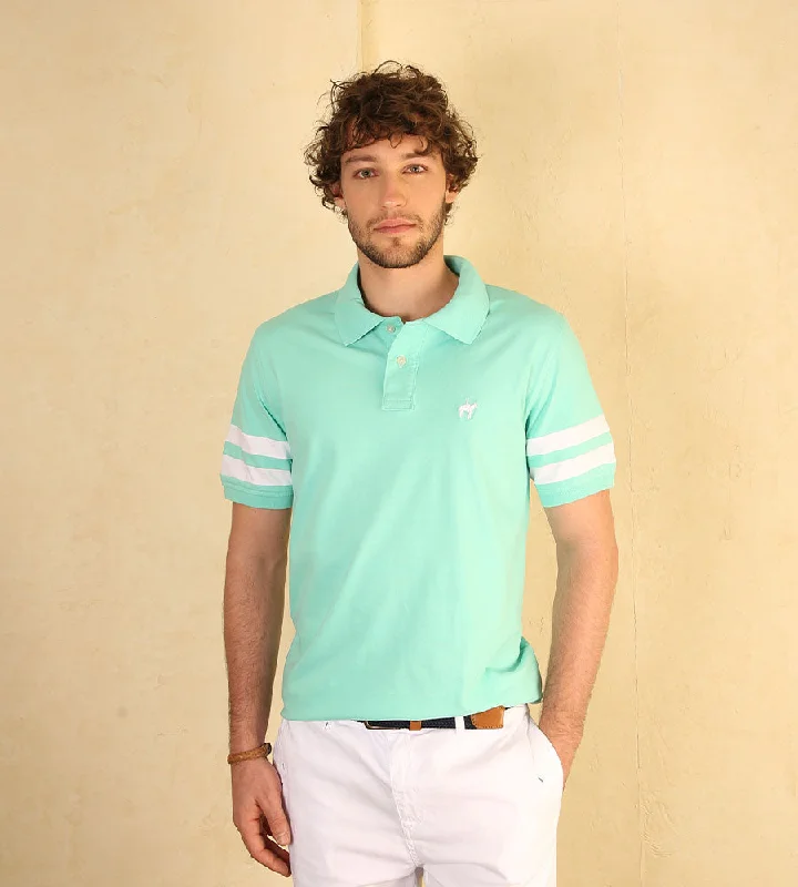 Men's button - down spread collar polo shirts for business casualPolo Bloques Verde Agua Ref. 129090624