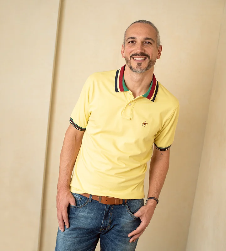 Men's two - tone stripe polo shirts with a preppy stylePolo Contraste Color Amarillo Claro Ref. 130200624