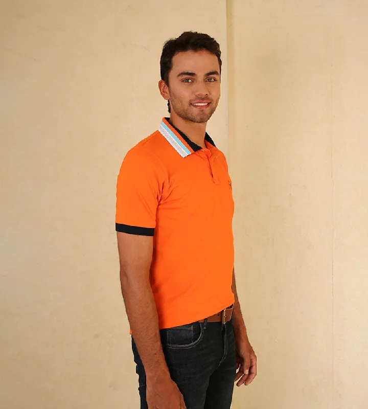 Men's high - collar polo shirts with a modern twistPolo Contraste Color Naranja Ref. 130250624
