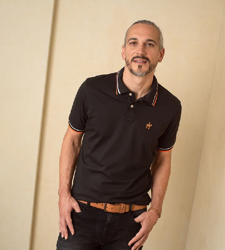 Men's luxury cashmere blend polo shirts in solid colorsPolo Contraste Color Negro Ref. 130020624
