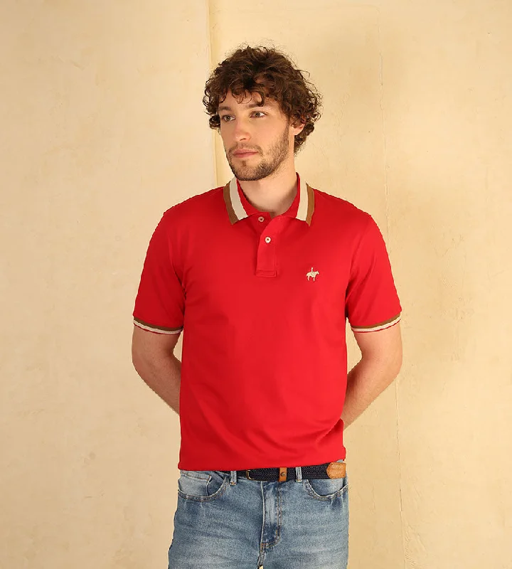 Men's antimicrobial polo shirts for odor - free daily wearPolo Contraste Color Rojo Malboro Ref. 130030924