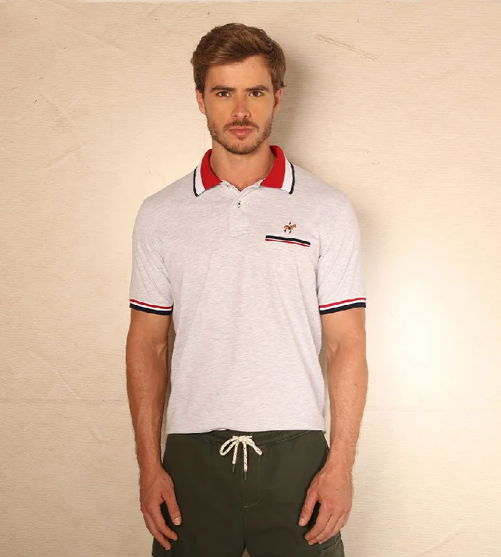 Men's long sleeve classic fit polo shirts with embroidered logosPolo Contraste Jaspe Gris Claro Ref. 130351223