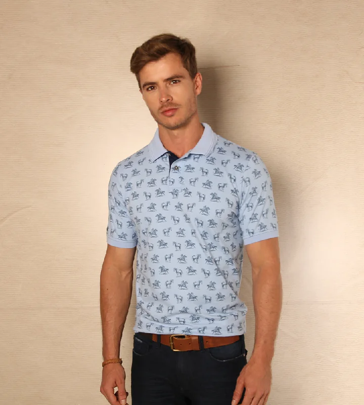 Men's luxury cashmere blend polo shirts in solid colorsPolo Estampada Azul Celeste Ref. 131010424