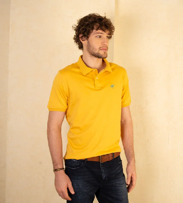 Men's long sleeve classic fit polo shirts with embroidered logosPolo Fondo Entero Amarillo Medio Ref. 101130924