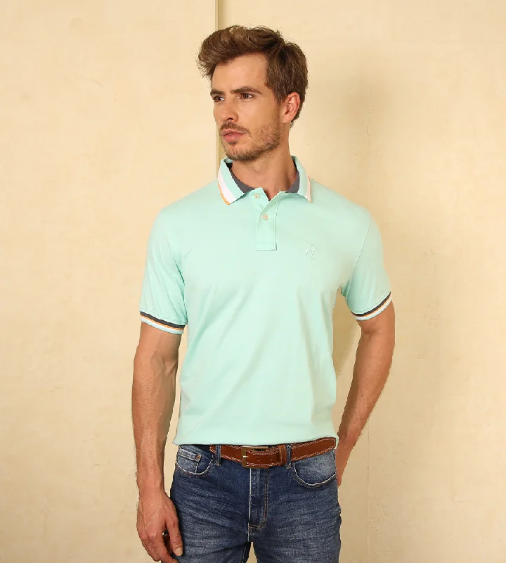 Men's two - tone stripe polo shirts with a preppy stylePolo Contraste Verde Menta Ref. 130041024