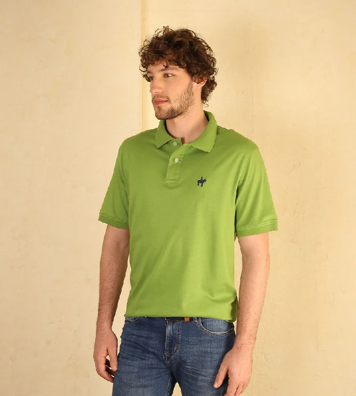 Men's slim fit short sleeve polo shirts with contrast collarsPolo Fondo Entero Verde Oliva Ref. 101081124