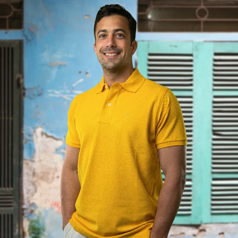 Men's ribbed cuffs and hem polo shirts for a textured lookOriginal Pelican Polo - Mustard Yellow