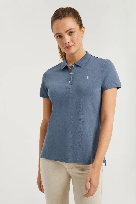 Men's reversible polo shirts with two different looksPolo de manga corta piqué azul denim con logo Rigby Go