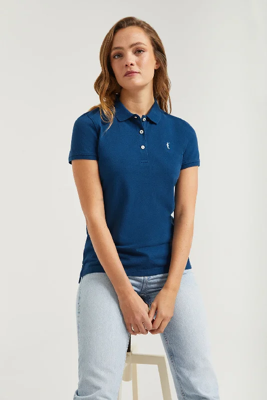 Men's two - tone stripe polo shirts with a preppy stylePolo de manga corta piqué azul índigo con logo Rigby Go
