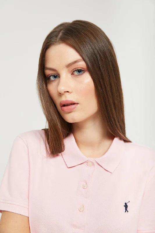Men's luxury cashmere blend polo shirts in solid colorsPolo de manga corta piqué rosa con logo Rigby Go