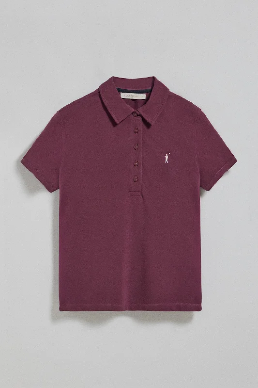 Men's UV - protected polo shirts for outdoor gardeningPolo Pereira color ciruela de cinco botones con bordado Rigby Go