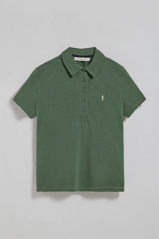 Men's two - tone stripe polo shirts with a preppy stylePolo Pereira color verde lodo de cinco botones con bordado Rigby Go