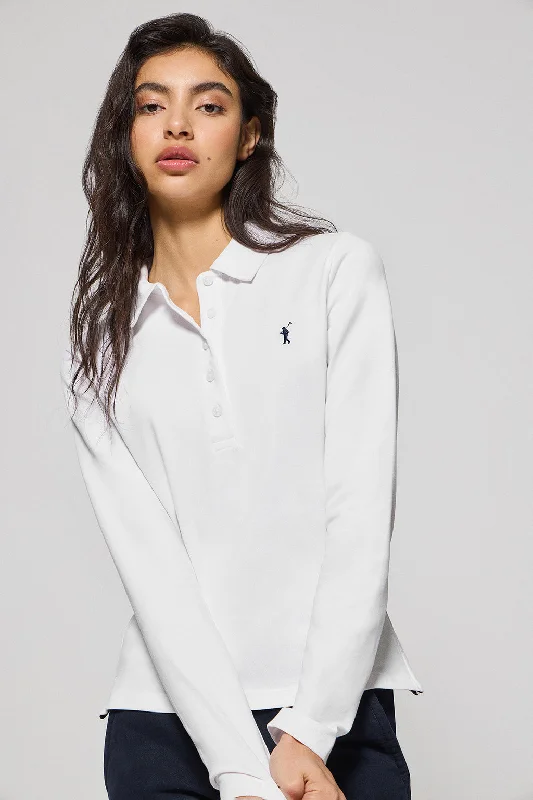 Men's UV - protected polo shirts for outdoor gardeningPolo Priyanka blanco de cinco botones con bordado Rigby Go