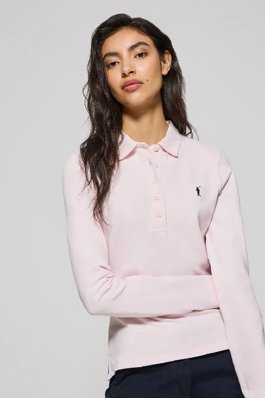 Men's quick - dry polo shirts for water sports activitiesPolo Priyanka rosa de cinco botones con bordado Rigby Go