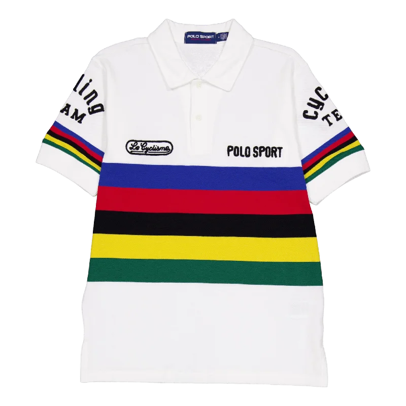 Men's jacquard woven polo shirts with intricate designs20/1 Basic Mesh-ssl-psh White Multi