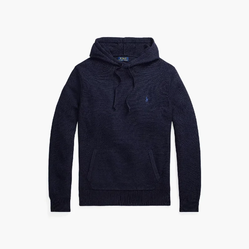 Men's UV - protected polo shirts for outdoor gardeningWoven-Stitch Cotton Hooded Sweater Navy Hthr