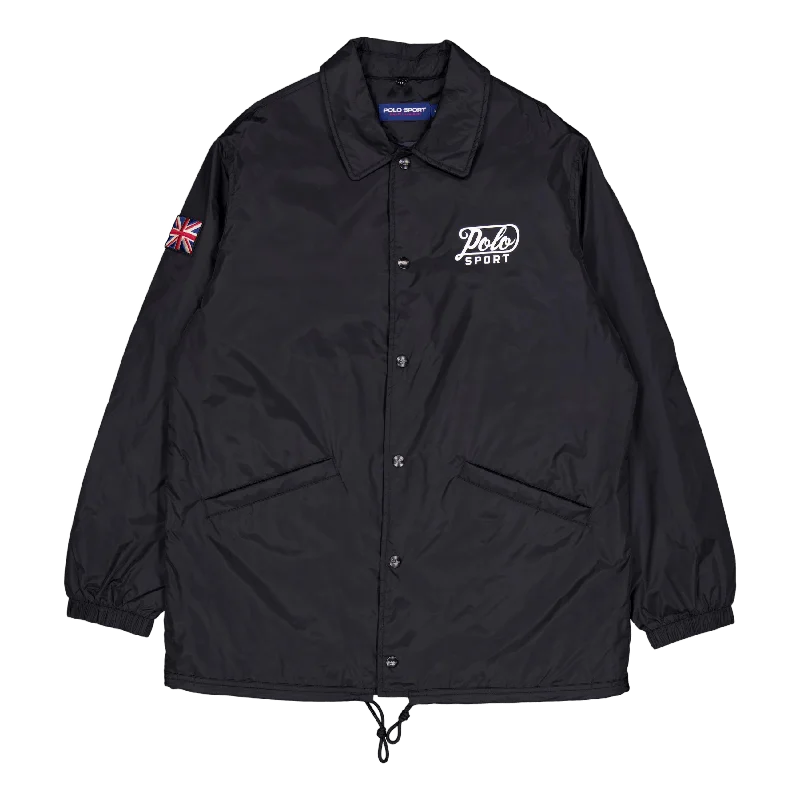Men's breathable cotton blend polo shirts for summer outingsNylon-ps Coaches Jacket Polo Black