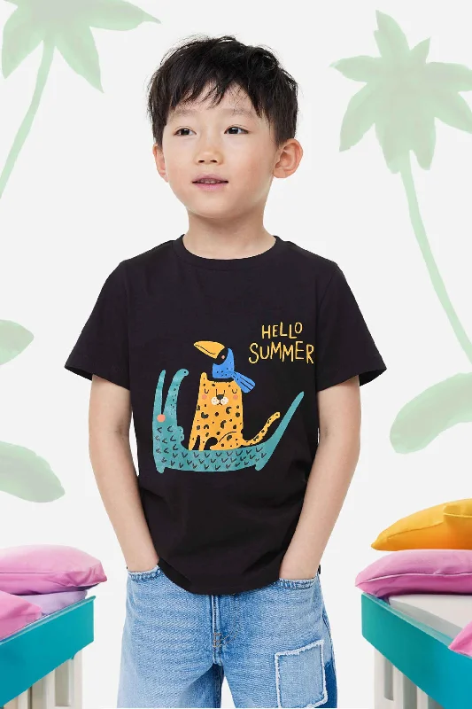 Men's two - tone stripe polo shirts with a preppy stylePolo Republica Boy's Hello Summer Printed Tee Shirt