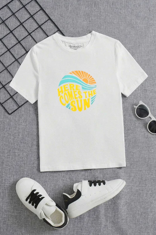 Men's ribbed cuffs and hem polo shirts for a textured lookPolo Republica Boy's Here Comes The Sun Printed Tee Shirt