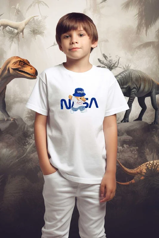 Men's stretchable athletic polo shirts for fitness workoutsPolo Republica Boy's NASA Bear Printed Tee Shirt