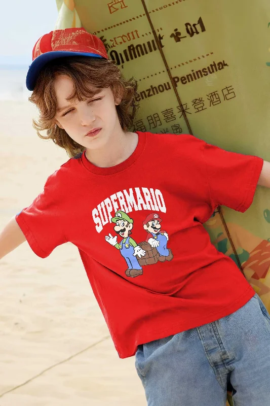 Men's color - block polo shirts with a bold fashion statementPolo Republica Boy's Superhero Super Mario Printed Tee Shirt