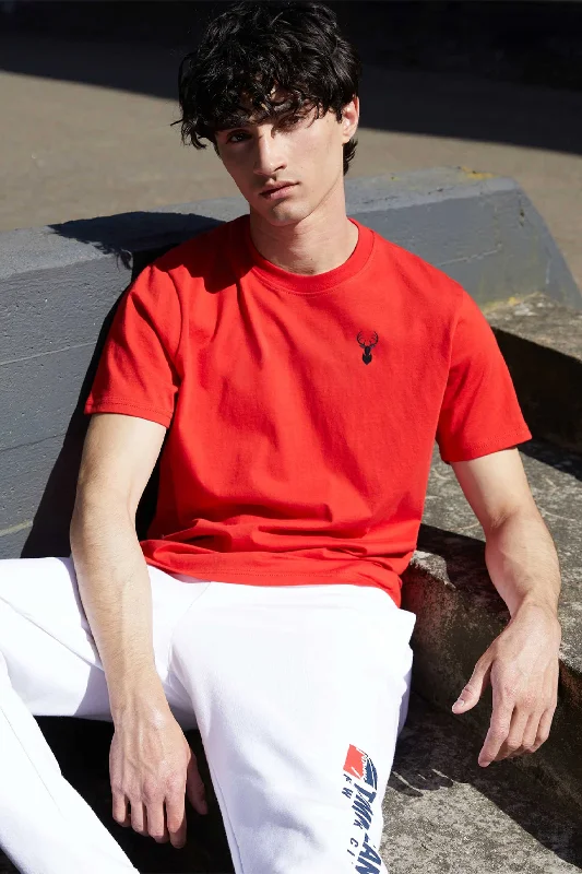 Men's budget - friendly basic polo shirts in multiple colorsPolo Republica Men's Deer Embroidered Crew Neck Tee Shirt