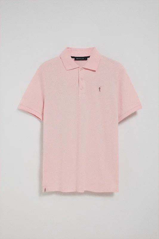 Men's budget - friendly basic polo shirts in multiple colorsPolo de tres botones rosa vigoré con logo bordado Rigby Go