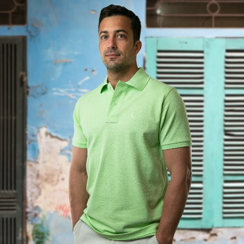 Men's button - down spread collar polo shirts for business casualOriginal Pelican Polo - Seagrass Green