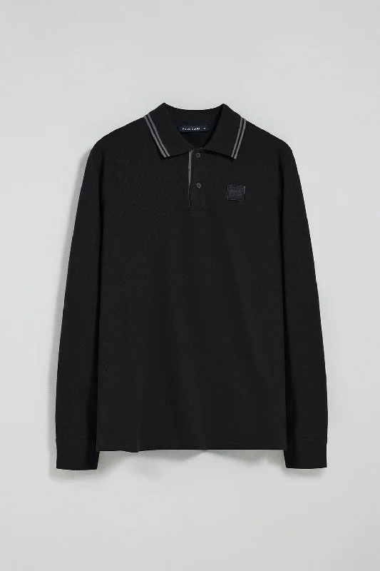 Men's reversible polo shirts with two different looksPolo de dos botones negro con logo Polo Club