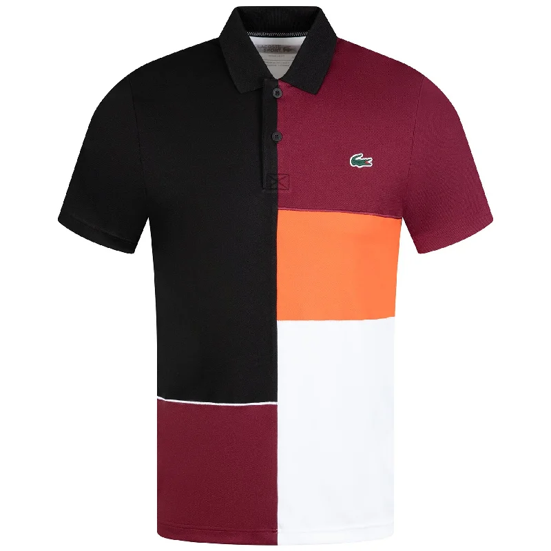 Men's lightweight performance polo shirts for tennis matchesRegular Fit Tennis Polo Black/Bordeaux/White/Orange - AW23