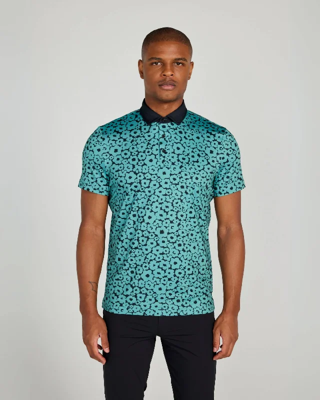 Men's two - tone stripe polo shirts with a preppy styleSayles Polo in Rainforest