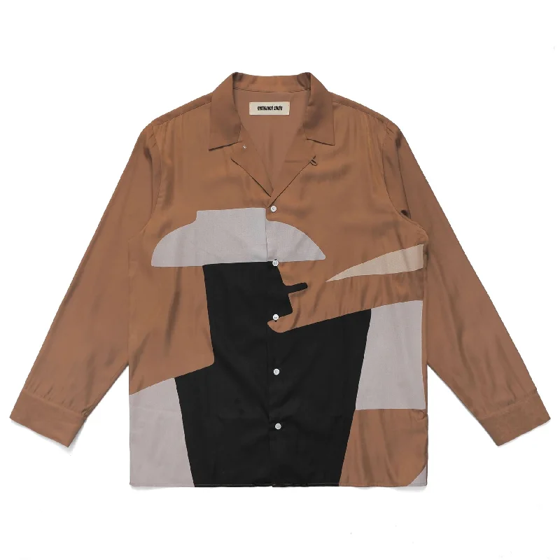 Men's luxury cashmere blend polo shirts in solid colorsShingo Ls Open Collar Shirt Rust - SS23