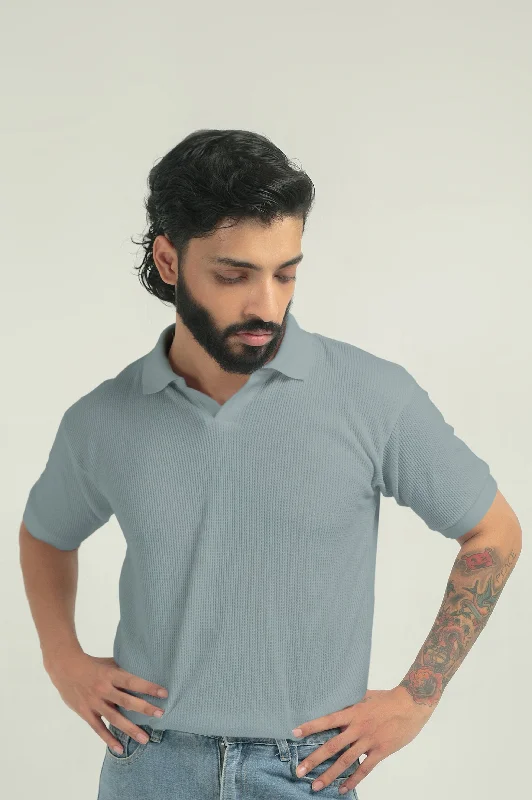 Men's antimicrobial polo shirts for odor - free daily wearTEXTURED POLO | BLUE