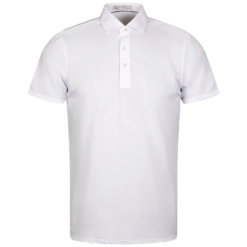 Men's slim fit short sleeve polo shirts with contrast collarsThe Macdonald Knit Polo White - 2024