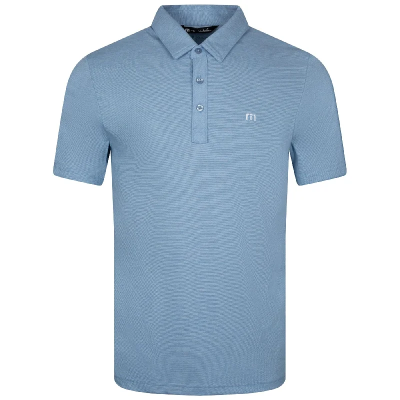 Men's slim fit short sleeve polo shirts with contrast collarsThe Zinna Heather Light Blue - AW24