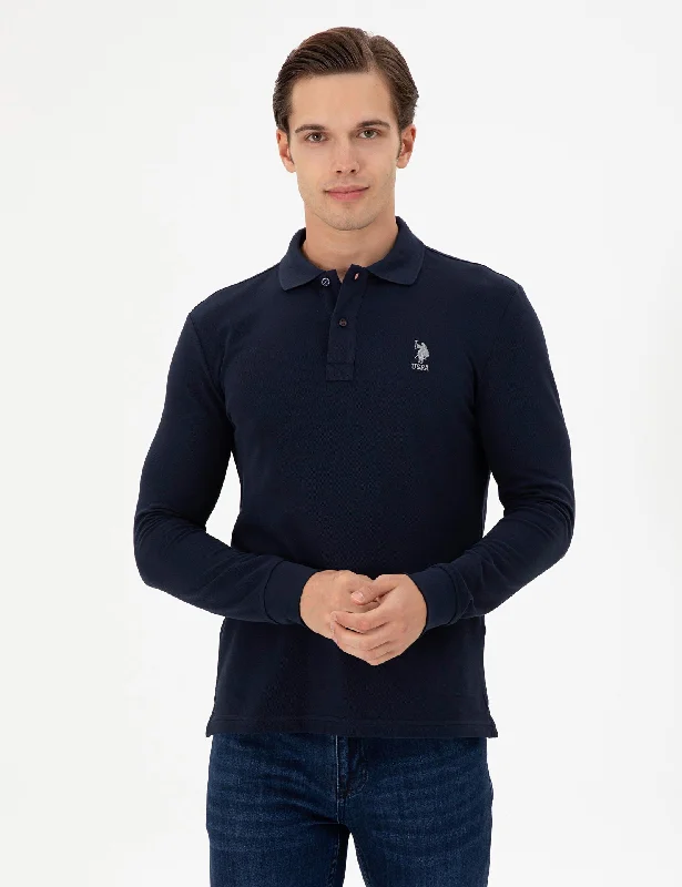Men's luxury cashmere blend polo shirts in solid colorsPolo majica dugih rukava