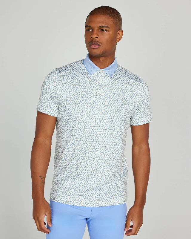 Men's luxury cashmere blend polo shirts in solid colorsWindsor Polo in Bright White/Blue Multi