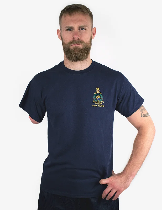 Men's v - neck muscle t - shirts for a body - building aestheticEssential Heavy Cotton T-Shirt - Navy