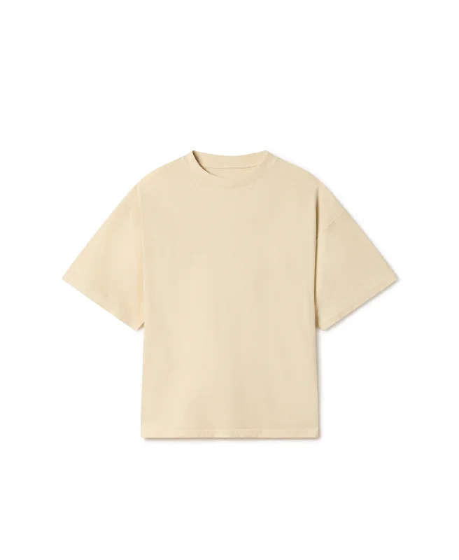 Men's button - front t - shirts with a unique artistic print180 GSM 'Cloud Cream' T-Shirt
