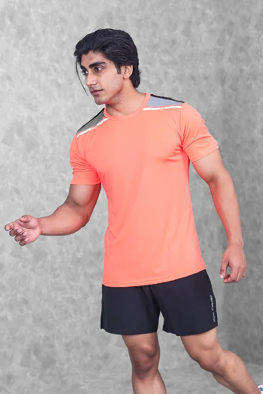Men's tie - dye t - shirts with a bohemian styleActive Panel T-shirt- Neon Orange