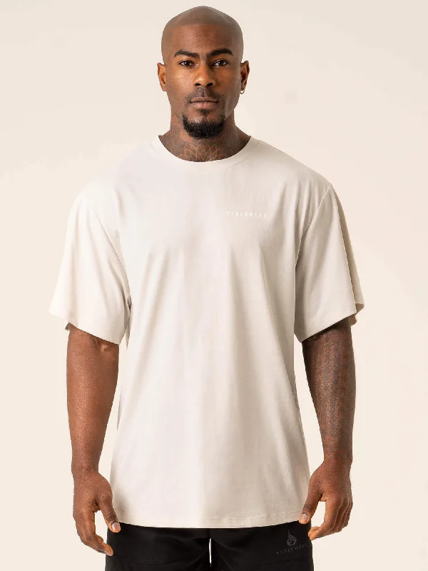 Men's eco - friendly recycled t - shirts for sustainable fashion choicesAdvance Oversized T-Shirt - Stone