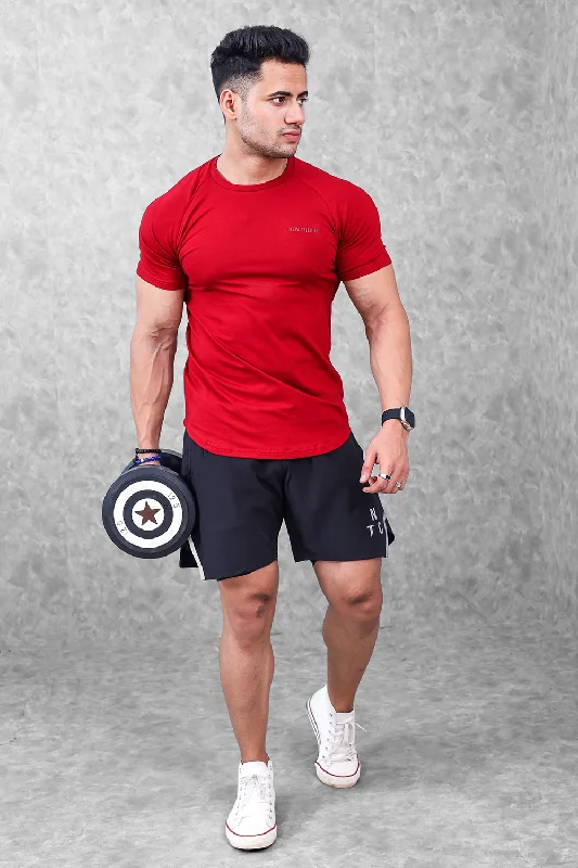 Men's ribbed t - shirts with a textured finish for added styleAlpha Regular T-shirt - Red Men's ribbed t - shirts with a textured finish for added styleAlpha Regular T-shirt - Red