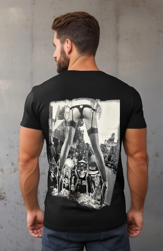 Men's slim - fit graphic t - shirts with vintage rock band printsDouble Down Bitch