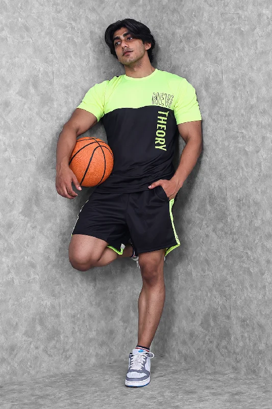 Men's thermal t - shirts with a high - neck design for cold weatherBlock Training T-shirt- Neon Green Men's thermal t - shirts with a high - neck design for cold weatherBlock Training T-shirt- Neon Green