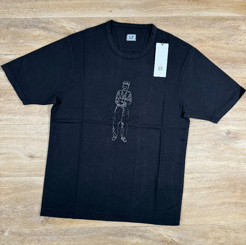 Men's long - sleeve henley t - shirts with button - down placketsC.P. Company British Sailor T-Shirt in Black