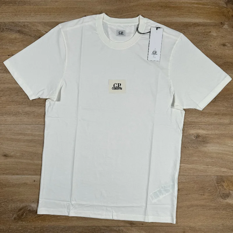 Men's ribbed t - shirts with a textured finish for added styleC.P. Company Centre Logo T-Shirt in White