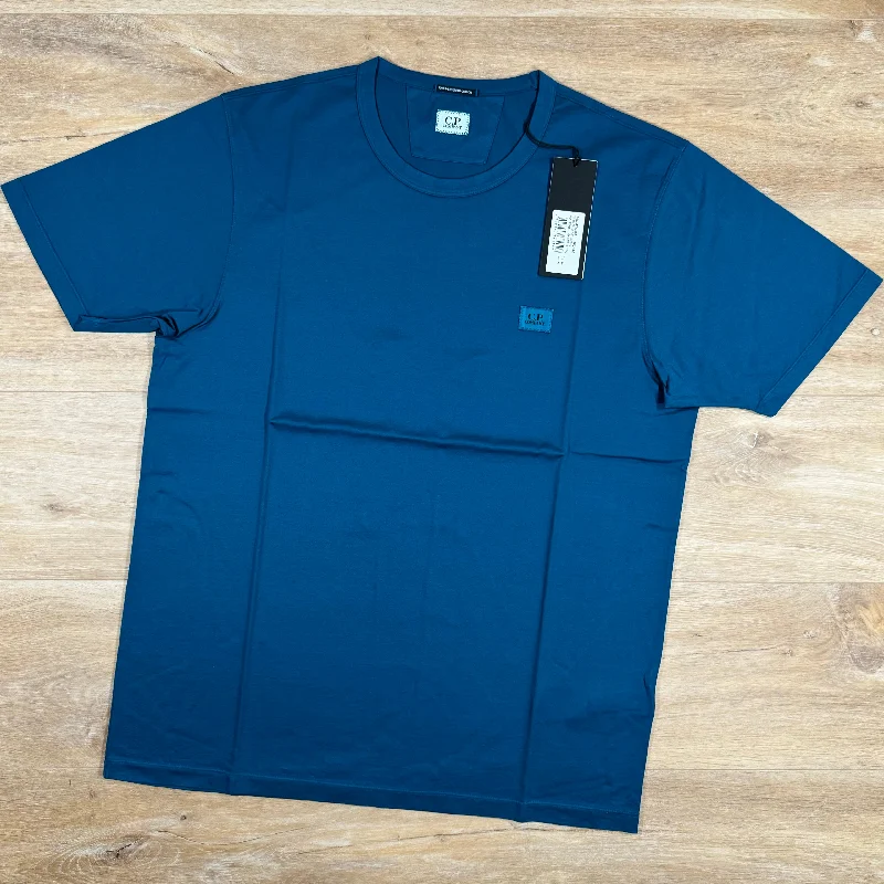 Men's antimicrobial t - shirts for odor - free freshness during travelC.P. Company Cotton Logo T-Shirt in Ink Blue