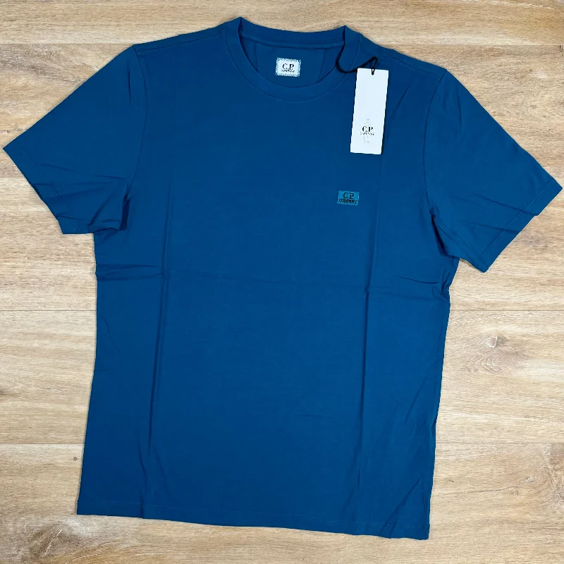 Men's moisture - wicking athletic t - shirts for intense workoutsC.P. Company Embroidered Logo T-Shirt in Ink Blue